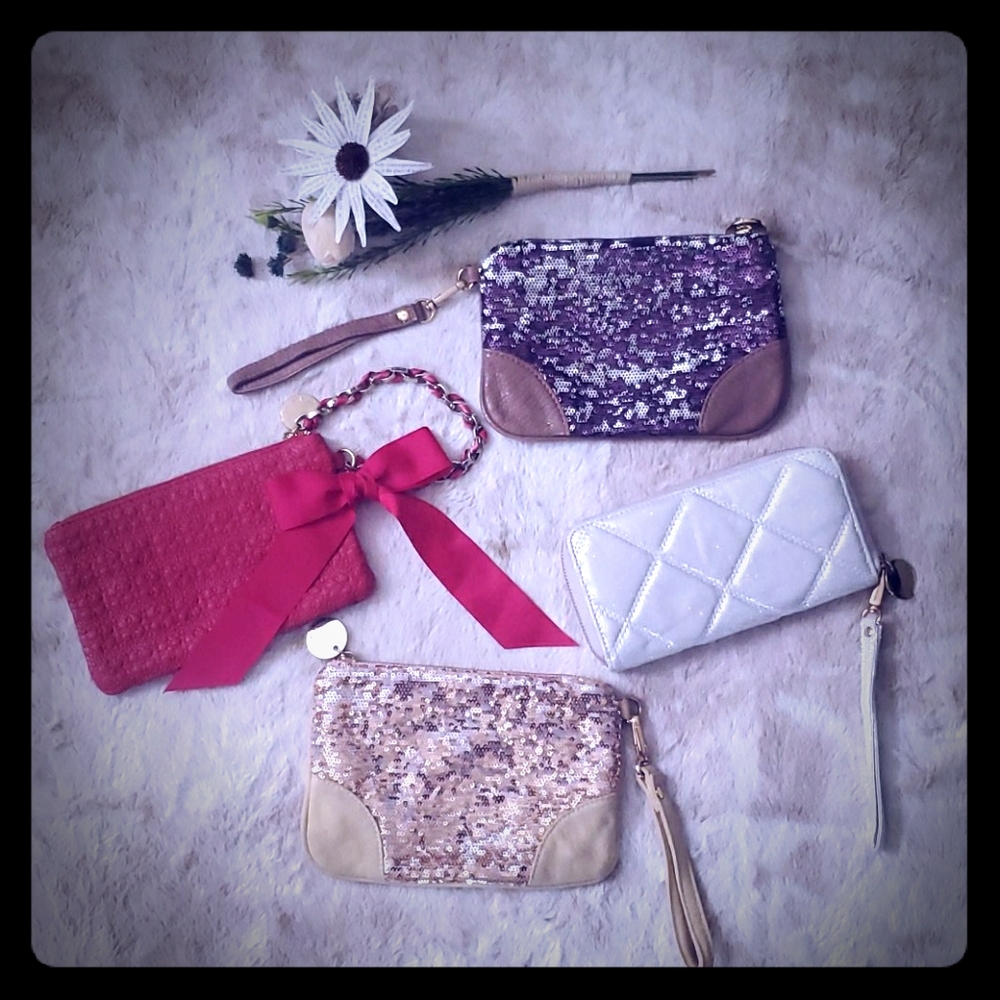 Bundle of Deux Lux sequin clutch wristlet wallet